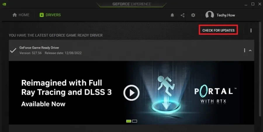 GeForce Experience > Drivers