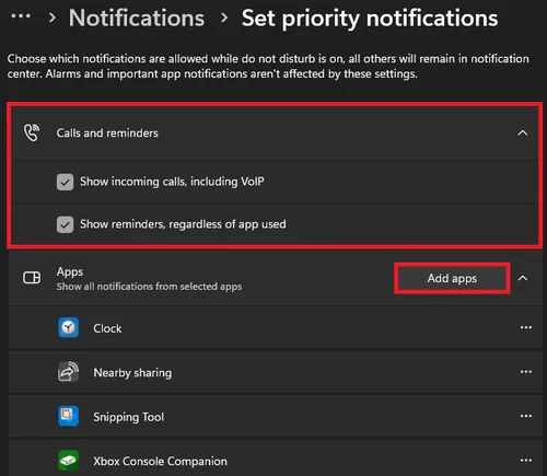 set priority notifications