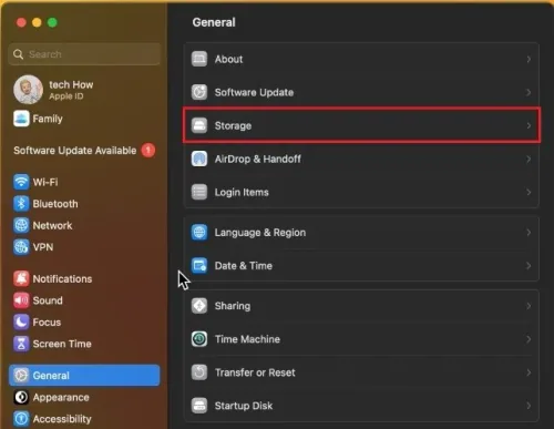 System Settings > General > Storage