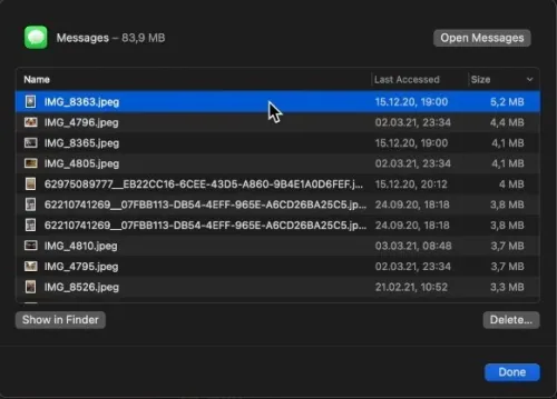 System Settings > General > Storage > Messages