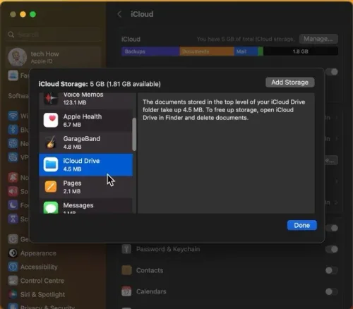 System Settings > iCloud > Manage Storage