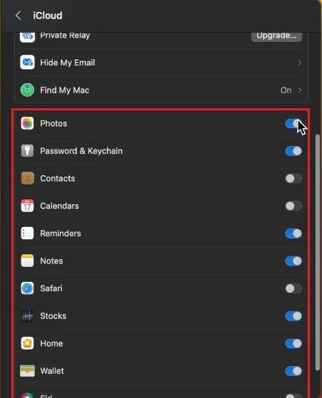 Back in your iCloud settings, you can enable or disable some apps to be backed up…