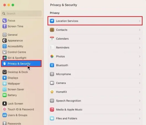 System Settings > Privacy & Security > Location Services