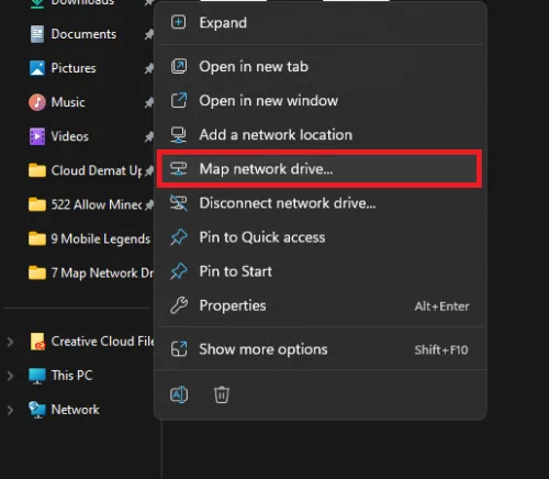 map network drive selector
