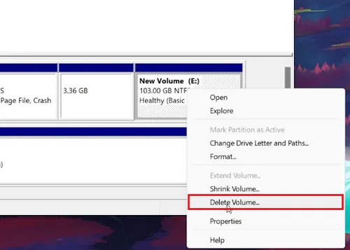 delete volume C: