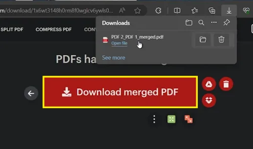 access merged pdf