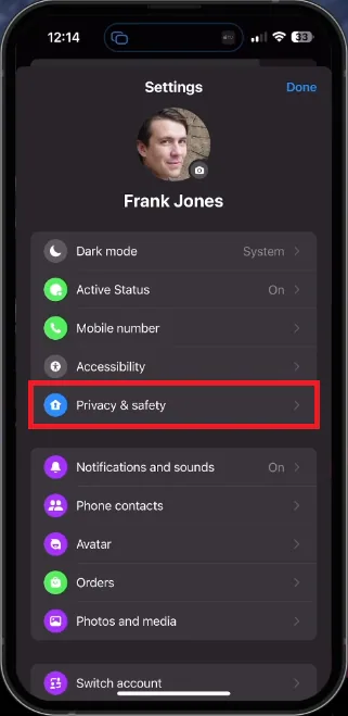 messenger account settings