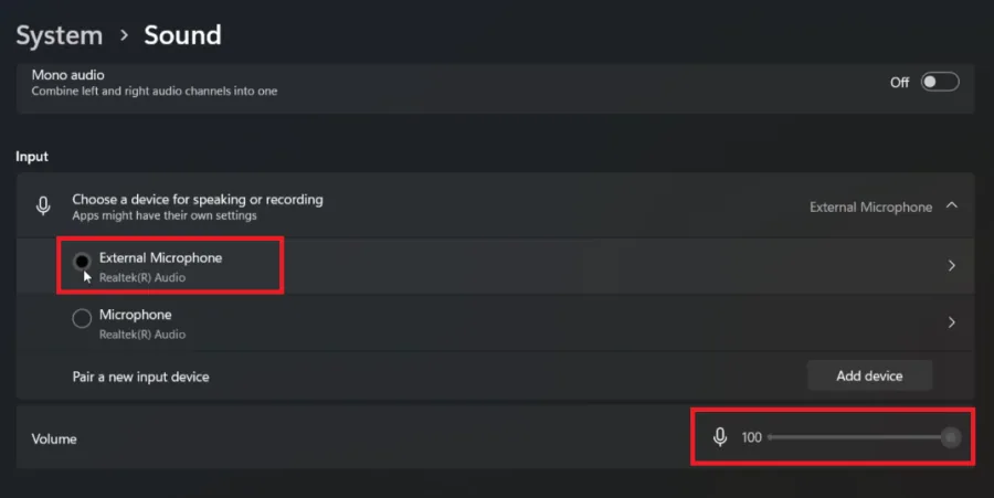windows mic settings