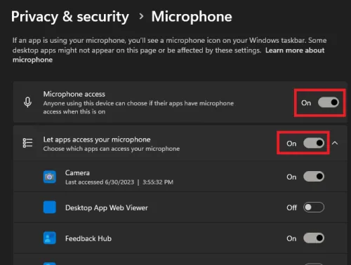 let apps access your mic