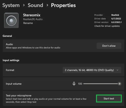 test audio device
