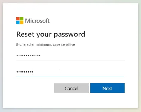 reset password