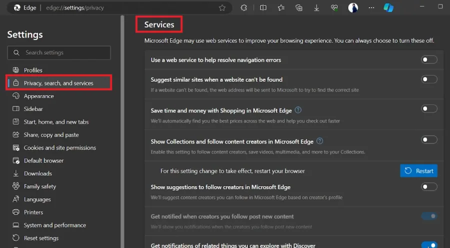 disable services