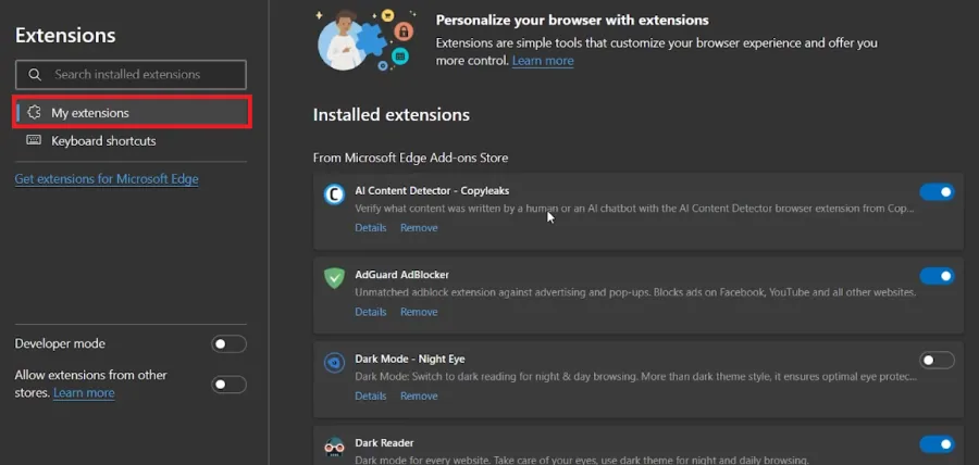 disable edge extensions