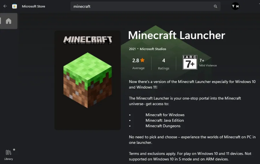 microsoft store minecraft update