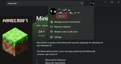 microsoft store account sign out