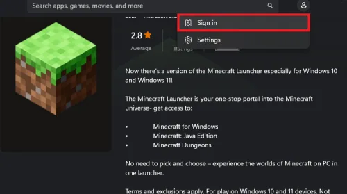 microsoft store account sign in