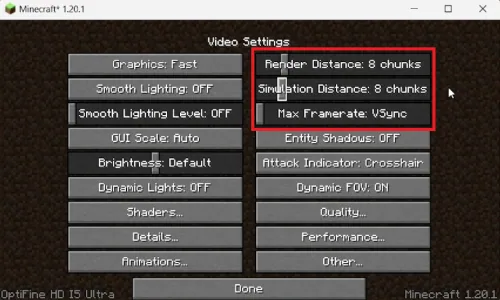 mc video settings