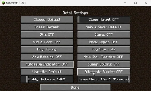 mc details settings