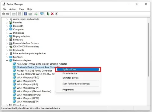 Device Manager > Network Adapters > Update Driver
