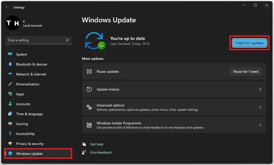 Windows Settings > Windows Update