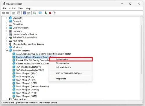Device Manager > Network Adapters > Update Driver