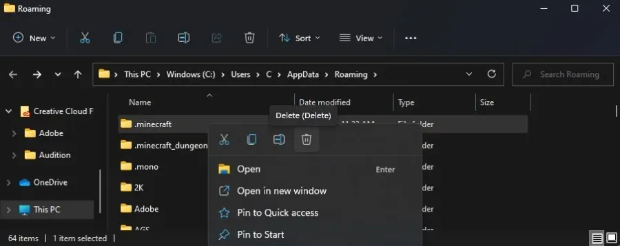 Delete Minecraft Folder in appdata.jpg