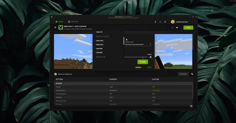 8 minecraft greforce experience detail settings.jpg