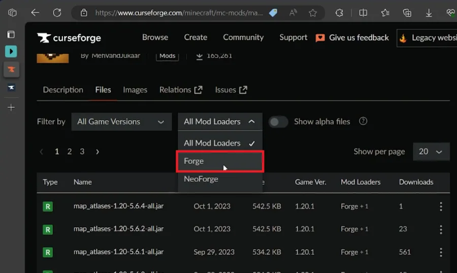 Download the Forge mod loader