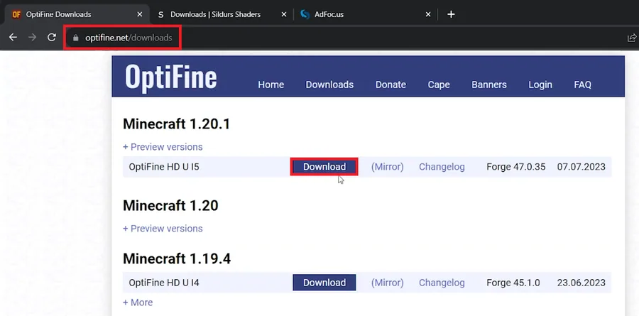 install optifine
