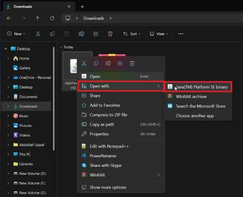 open file with java