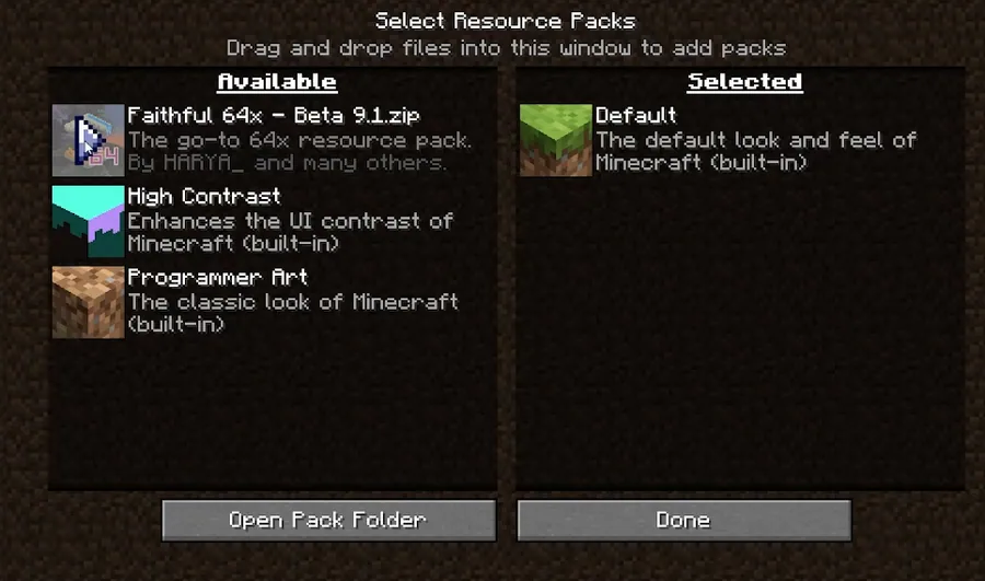 select resource pack