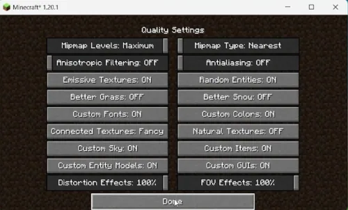 minecraf quality settings