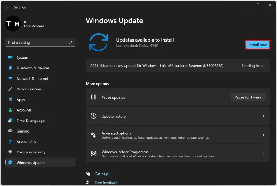 Windows Settings > Windows Update