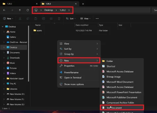 create new text document