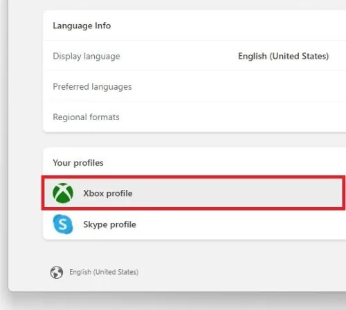 Your Profiles > Xbox Profile