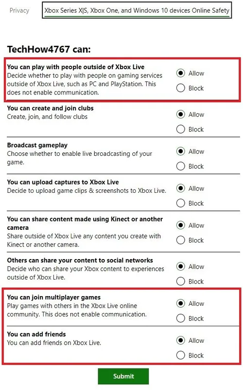 Lastly, in your Xbox and Windows Devices Online Safety tab, you should allow your…