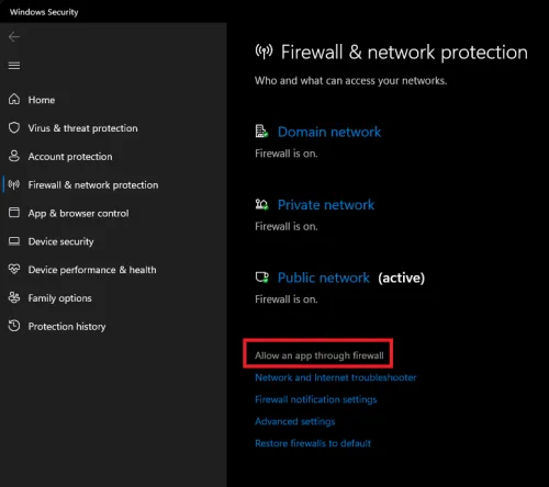 allow app through firewall