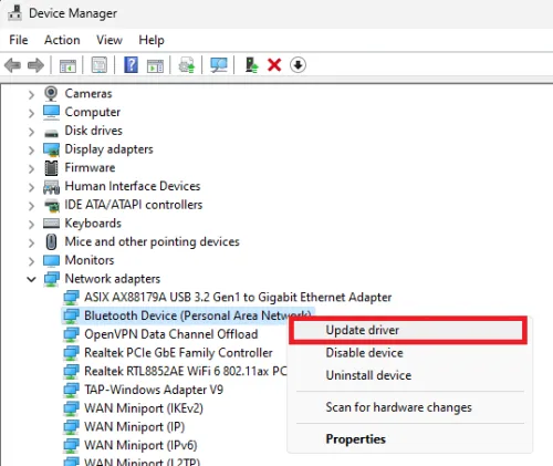 update network adapter driver