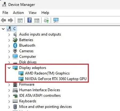 Device Manager > Display adaptors