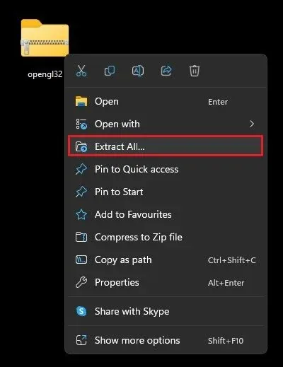Unzip OpenGL32 File