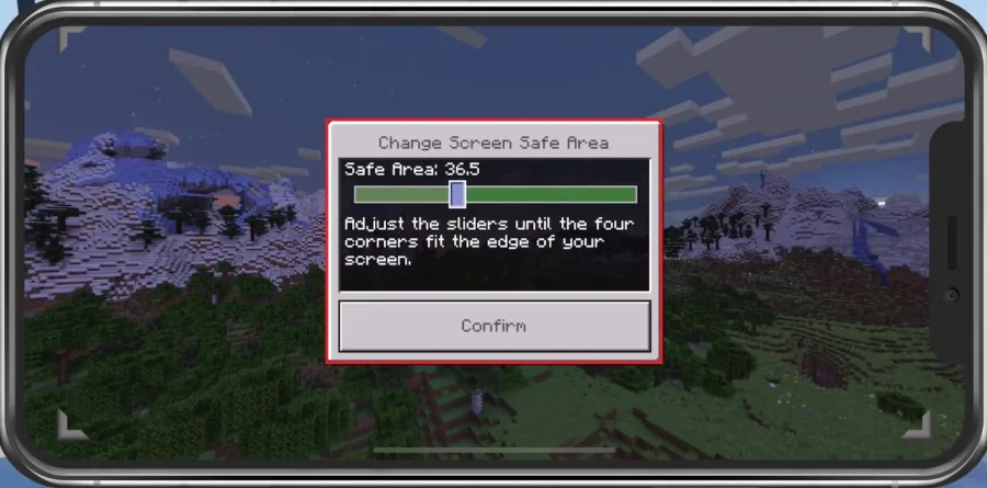 Minecraft PE Settings > Change Screen Safe Area
