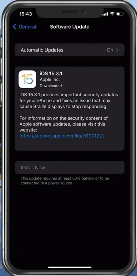 iPhone Settings > General > Software Update