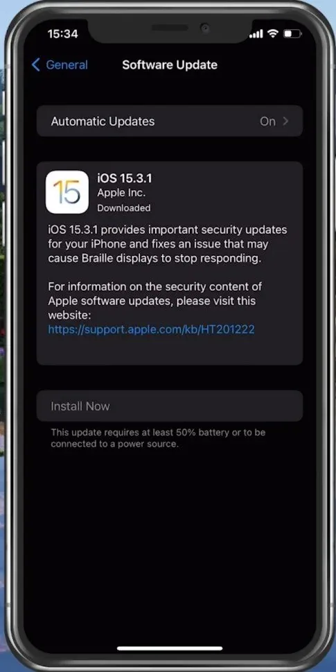 iPhone Settings > General > Software Update