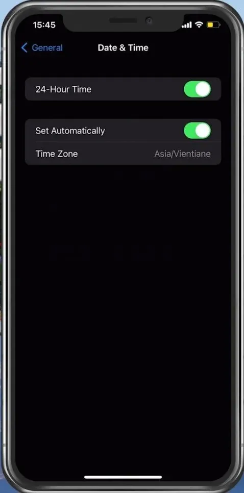 iPhone Settings > General > Date & Time