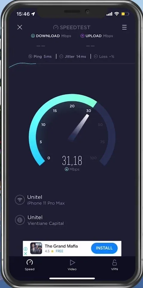 Test your average upload and download speed
