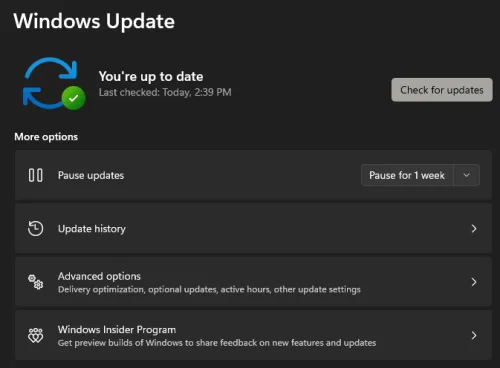 Windows Settings > Windows Update