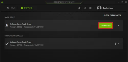 GeForce Experience Application > Drivers