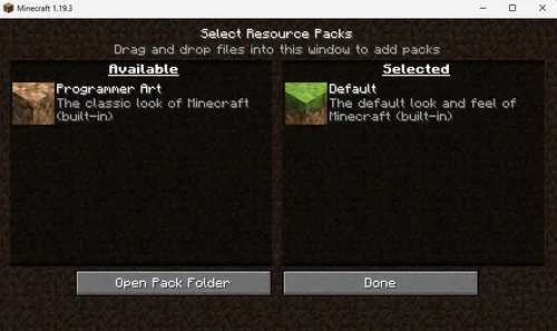 Minecraft Settings > Resource Packs