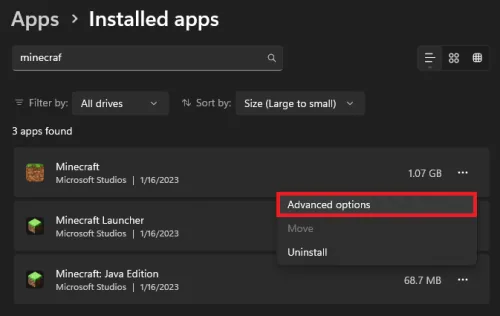 Windows Settings > Apps > Installed Apps