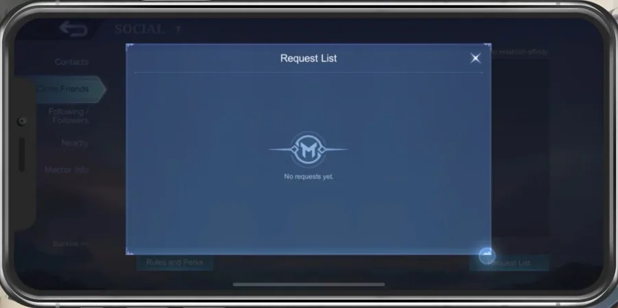 Social Panel > Request List